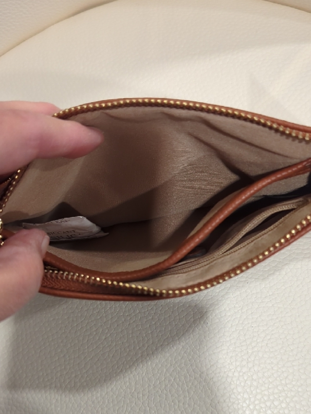Nanette Lepore Cognac Brown Pebbled Leather Wristlet - Picture 8 of 8